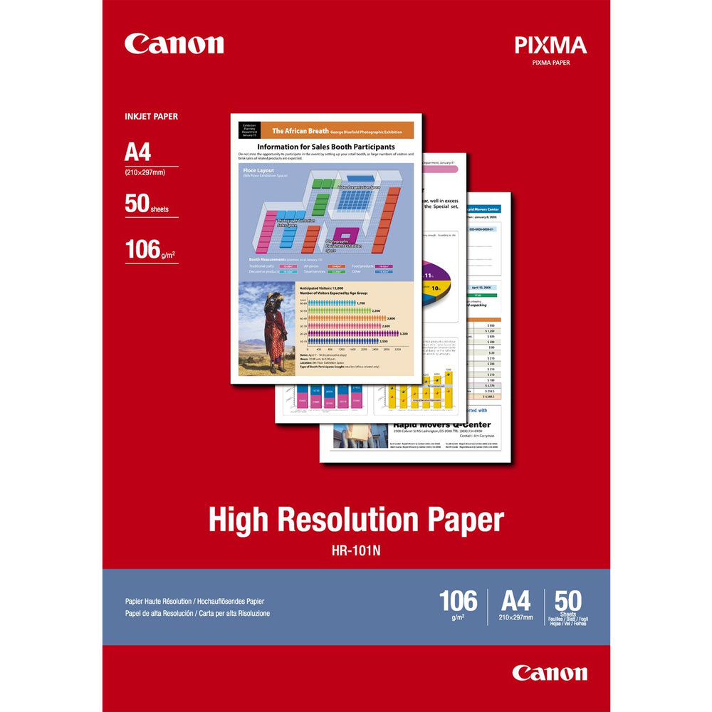 Canon HR100 High Resolution Paper A4 – 50 Sheets, Premium Matte Finish, Sharp Photo Quality