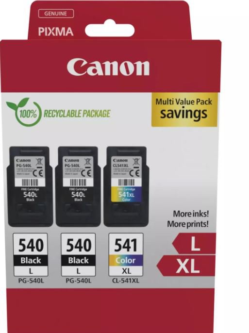 Canon 5224B017 PG540 x2 / CL541XL Multi Pack – Genuine Canon Black & Color Ink Cartridges