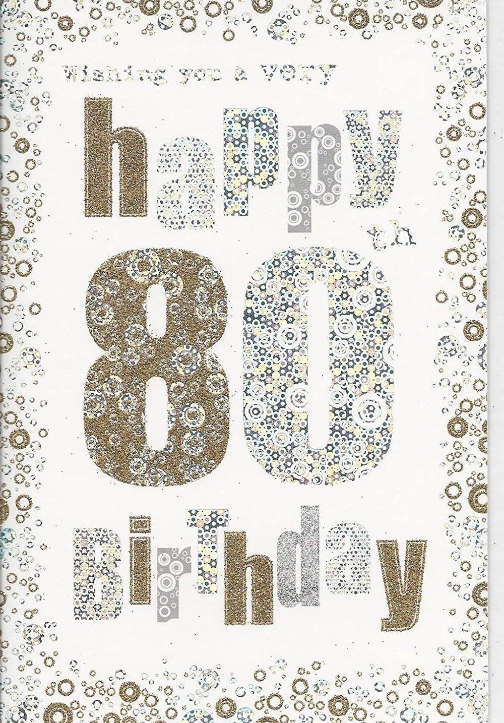 80th Birthday Card – Elegant Gold & Silver Spots Design – Milestone Greeting Card for Him or Her