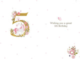 Unicorn & Flowers with Gold Foil Girls 5th Birthday Card