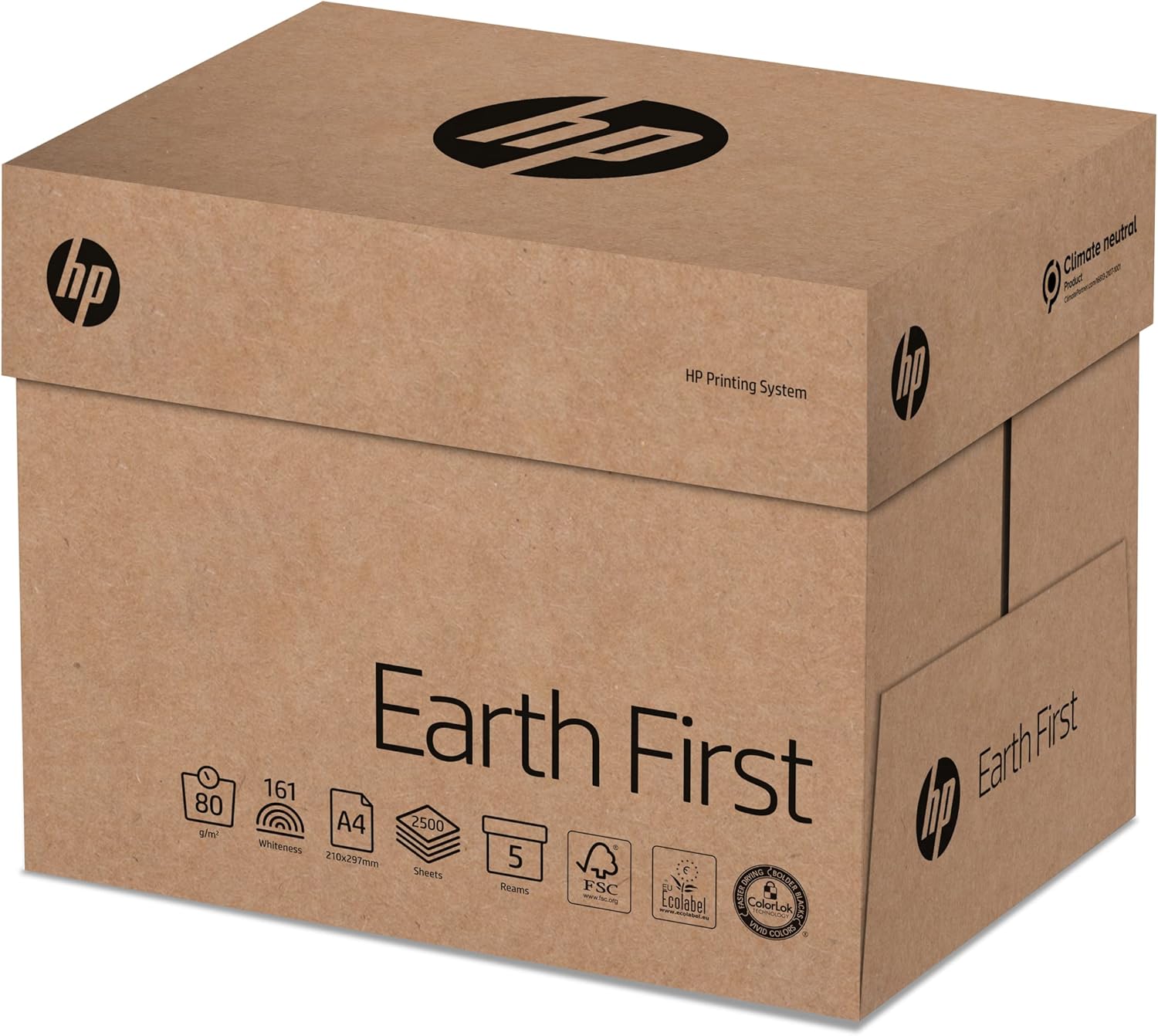 HP Earth First A4 Copier Paper – 80gsm, 500 Sheets – FSC Certified, Climate Neutral, Plastic-Free Packaging