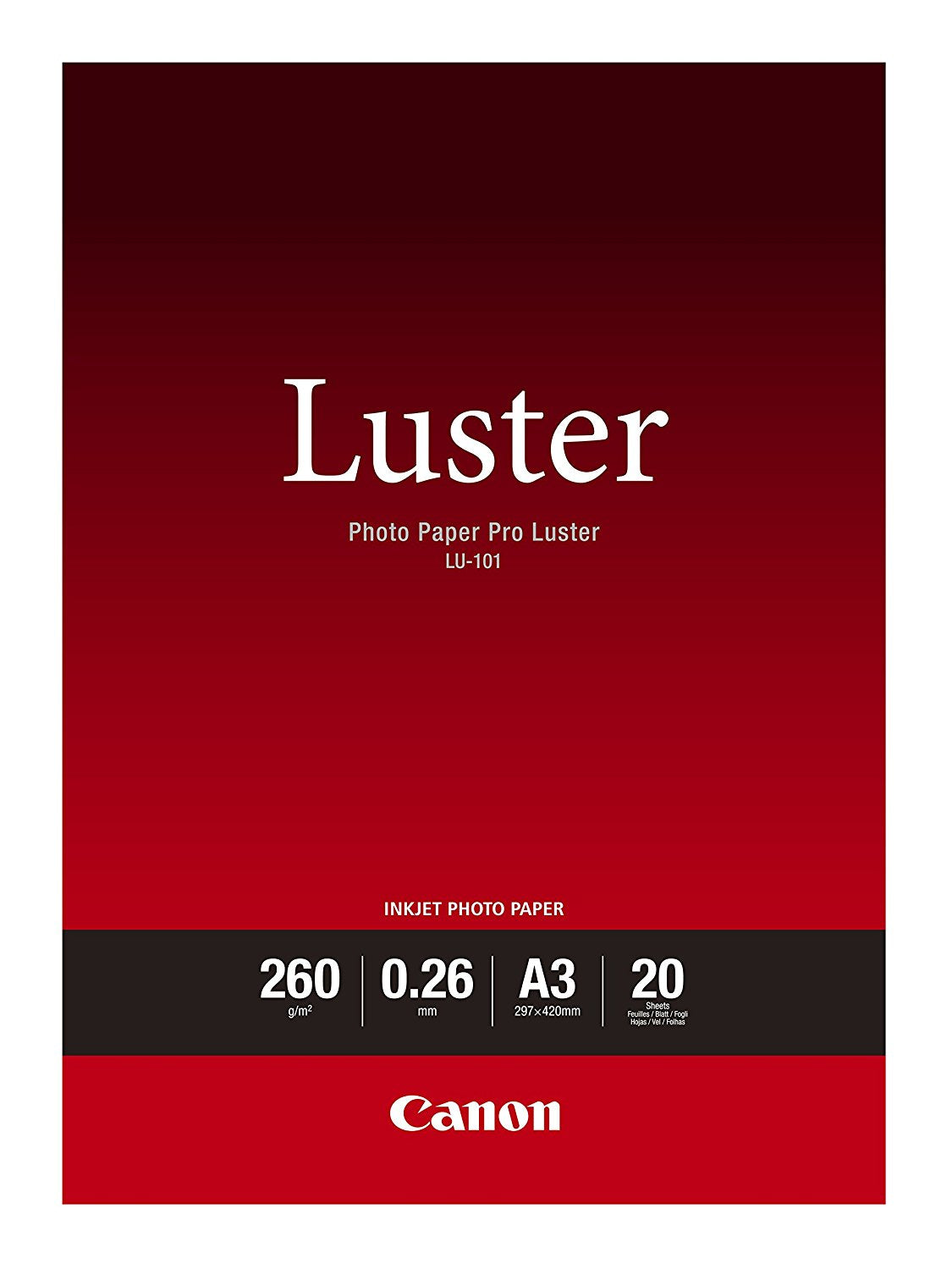 Canon LU‑101 A3 Luster Paper – 20 Sheets, High-Quality Photo & Colour Printing
