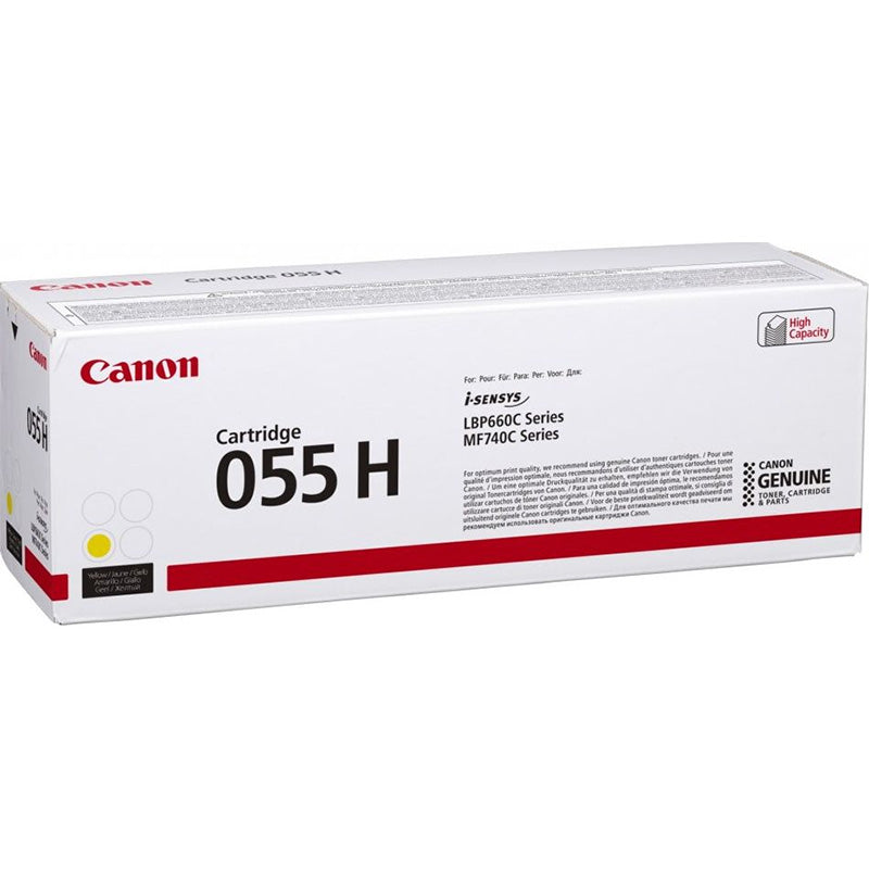 Canon 055HY Yellow High Capacity Toner Cartridge – 5,900 Pages, Genuine Canon