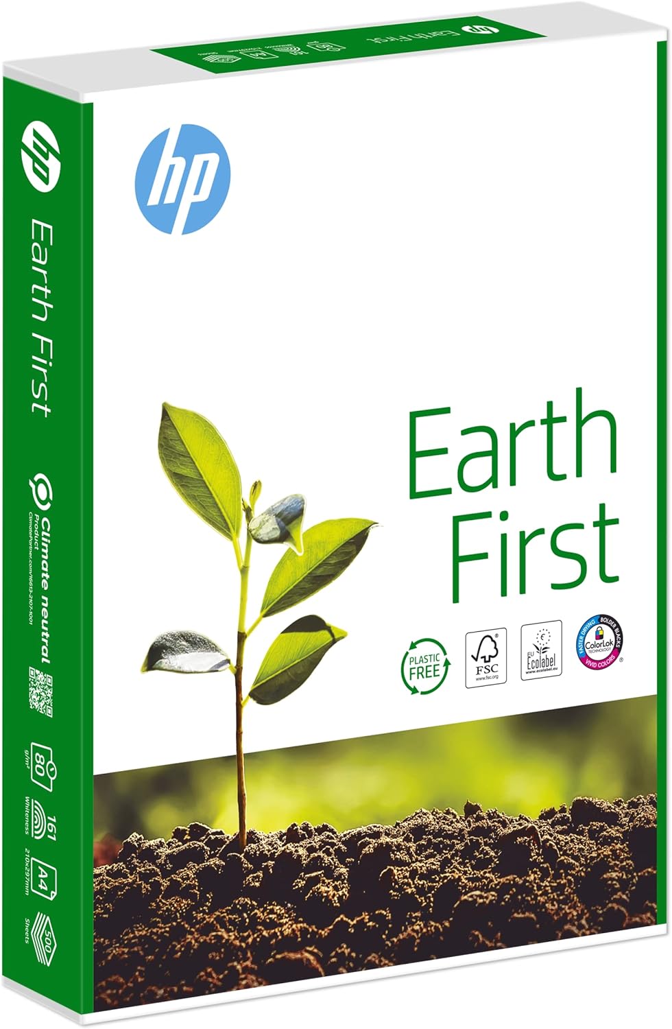 HP Earth First A4 Copier Paper – 80gsm, 500 Sheets – FSC Certified, Climate Neutral, Plastic-Free Packaging
