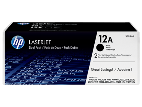 HP 12A Black Standard Capacity Toner Twinpack 2 x 2K pages (Pack 2) for HP LaserJet 1012/1018/1020/1022/3015/3020/3030/3050/3052/3055/M1120