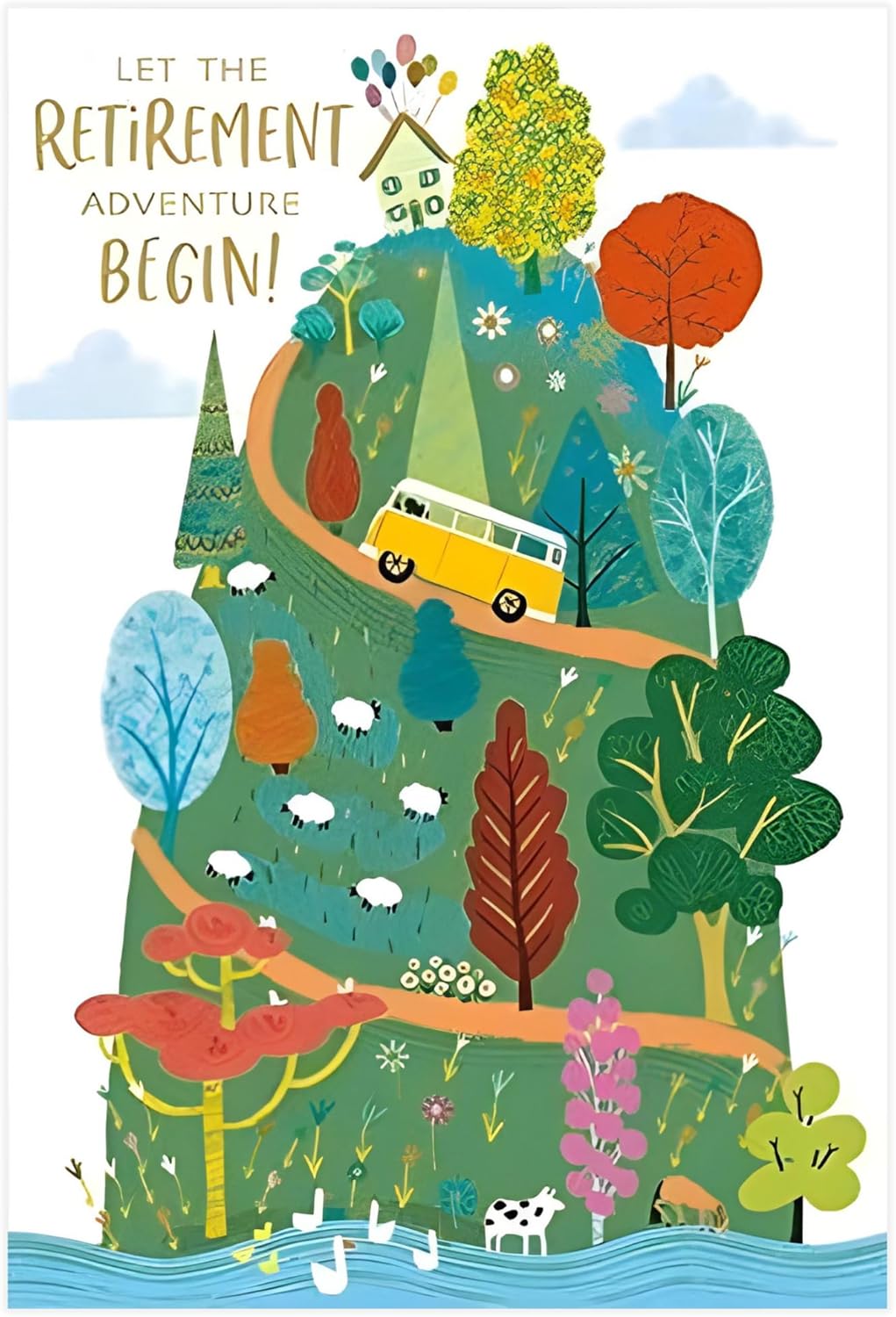 Retirement Card for Men or Women - Happy Place Camper - Foil Finish - Congratulations/Good Luck Card for Men or Women