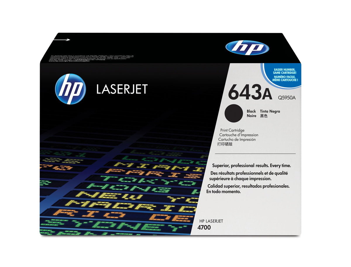 HP 643A Standard Capacity Black Toner Cartridge 11K pages for HP Color LaserJet 4700