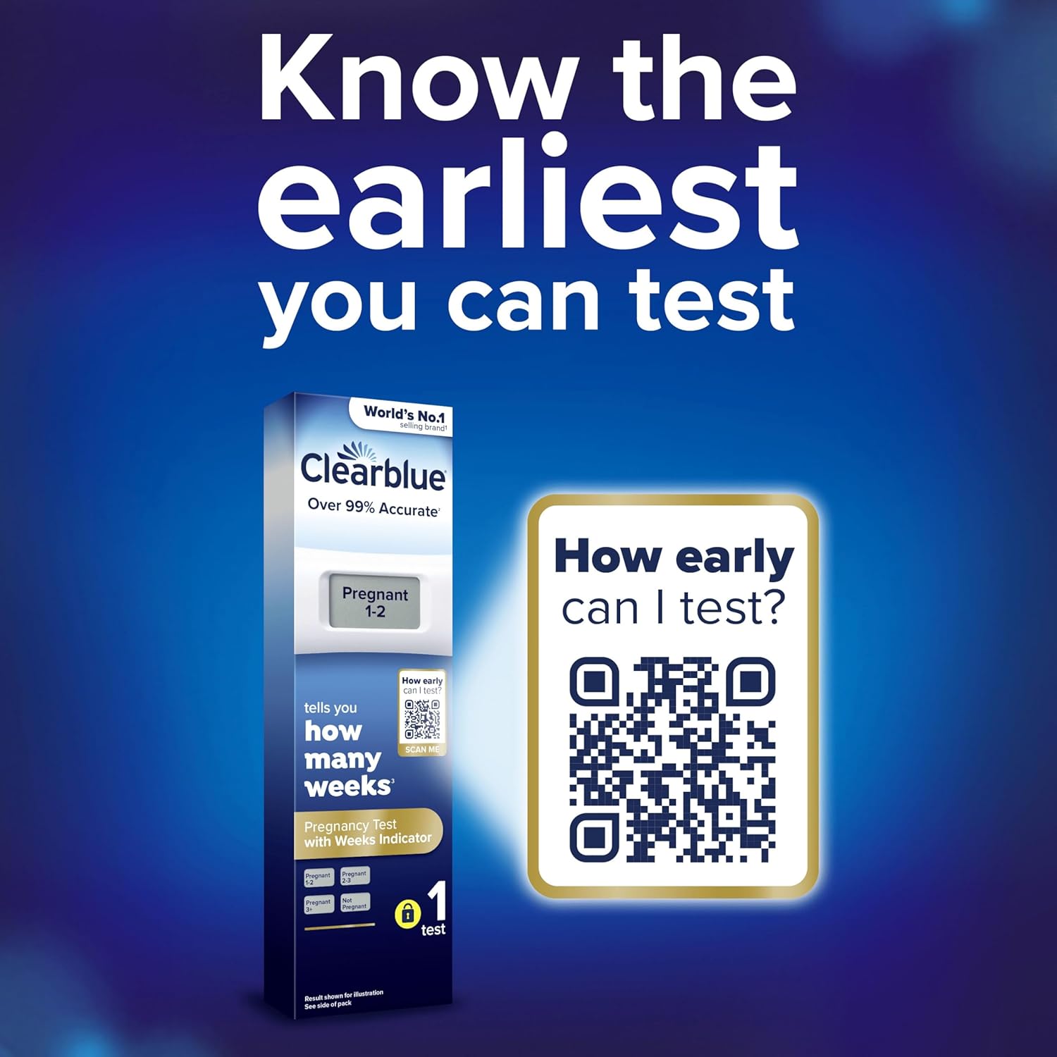 Clearblue Pregnancy Test Digital with Weeks Indicator, Tells You How Many Weeks, 1 Digital Test,