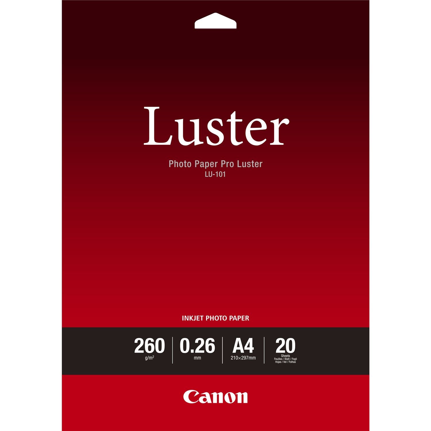 Canon LU‑101 A4 Luster Paper – 20 Sheets, High-Quality Photo & Colour Printing