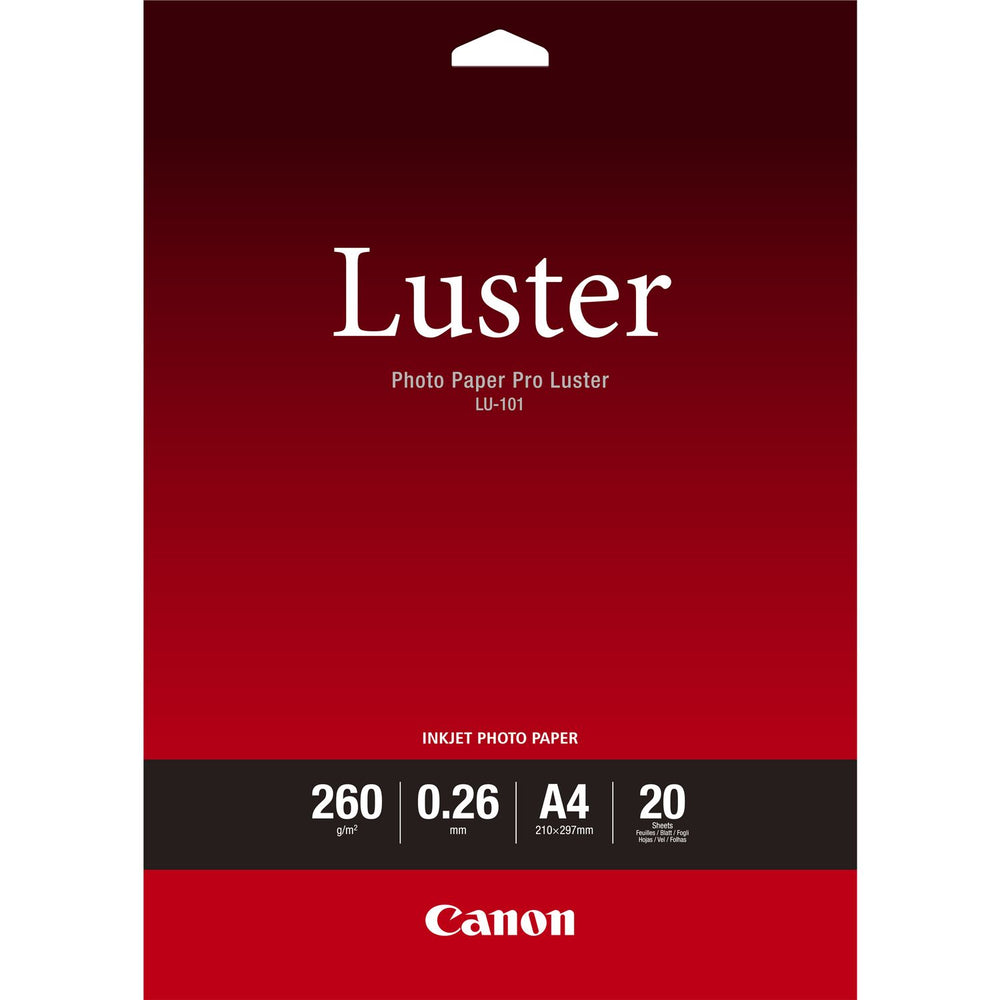 Canon LU‑101 A4 Luster Paper – 20 Sheets, High-Quality Photo & Colour Printing