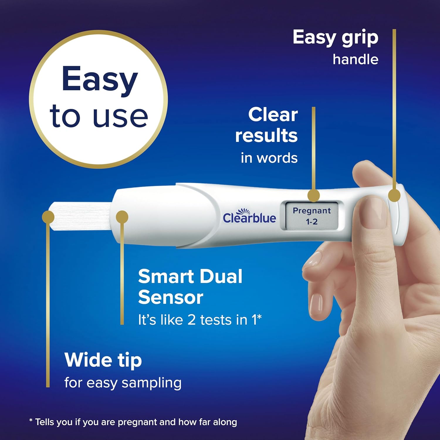 Clearblue Pregnancy Test Digital with Weeks Indicator, Tells You How Many Weeks, 1 Digital Test,